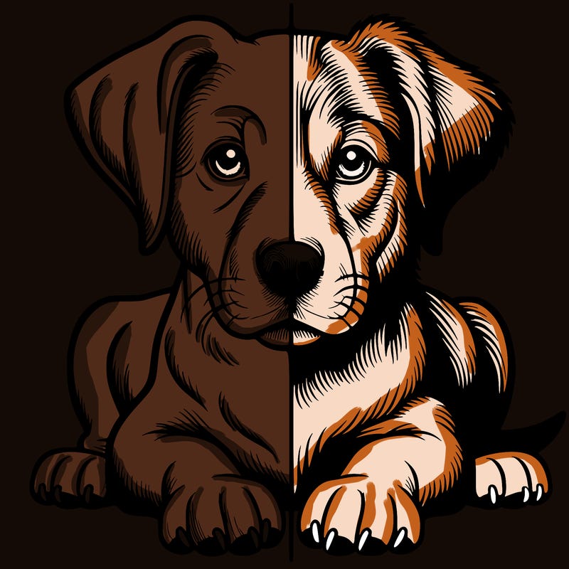 realistic dog split picture