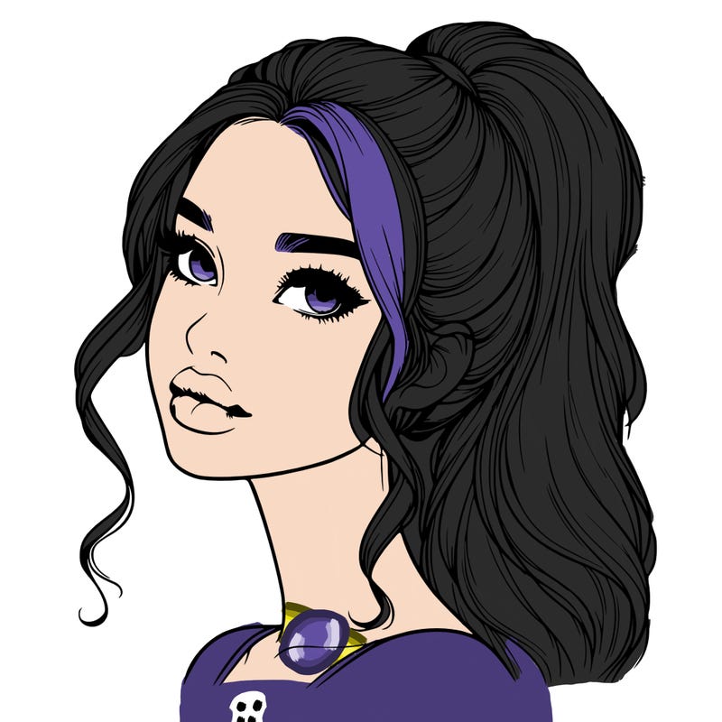 realistic girl with a ponytail on her hair and lips