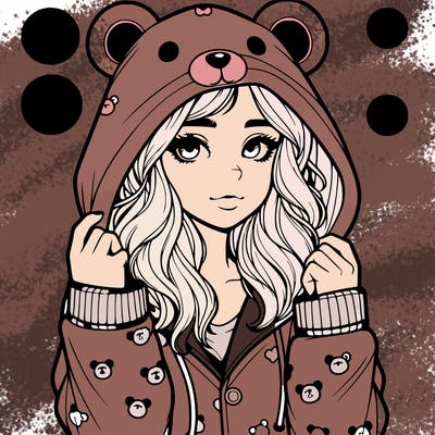 realistic girl in a animal pjs hoodie