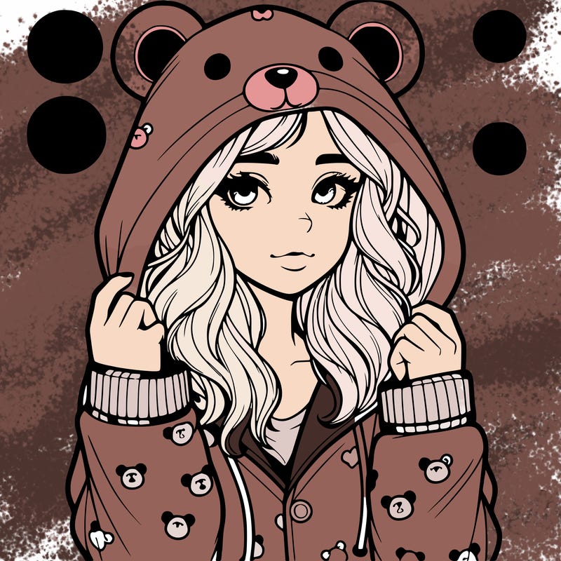 realistic girl in a animal pjs hoodie