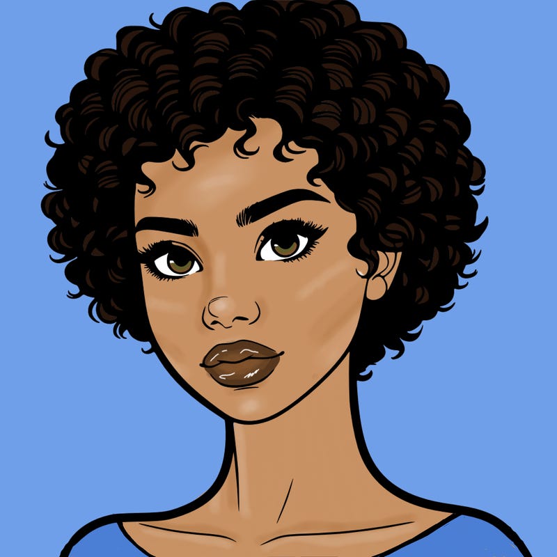 realistic woman with really short curly hair