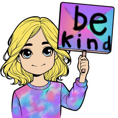realistic girl holding up a sign