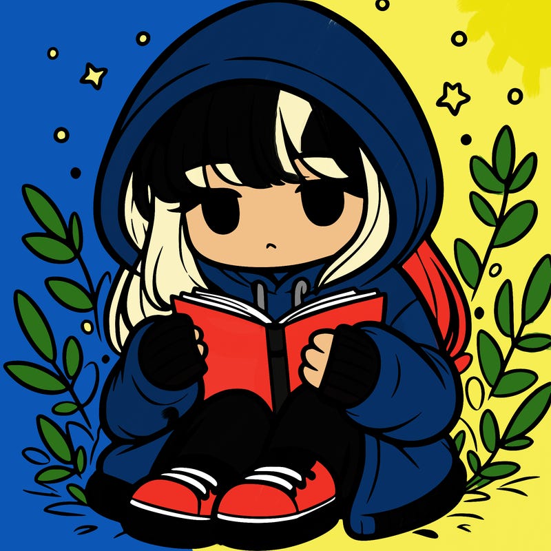 girl in oversized hoodie reading a book