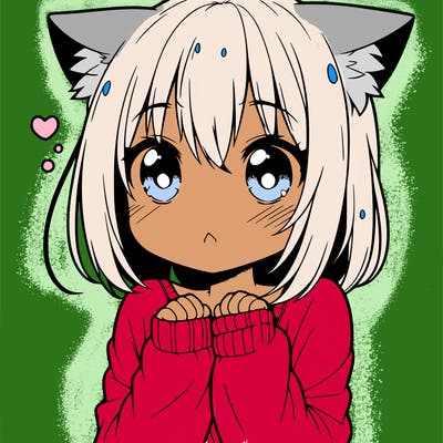 shy anime catgirl