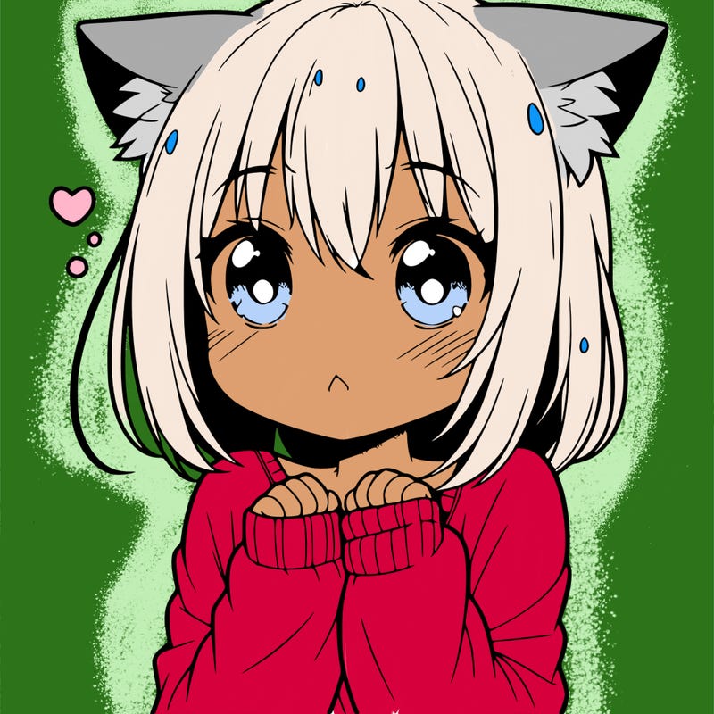 shy anime catgirl