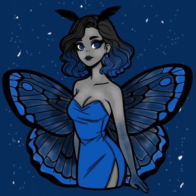 woman with moth wings