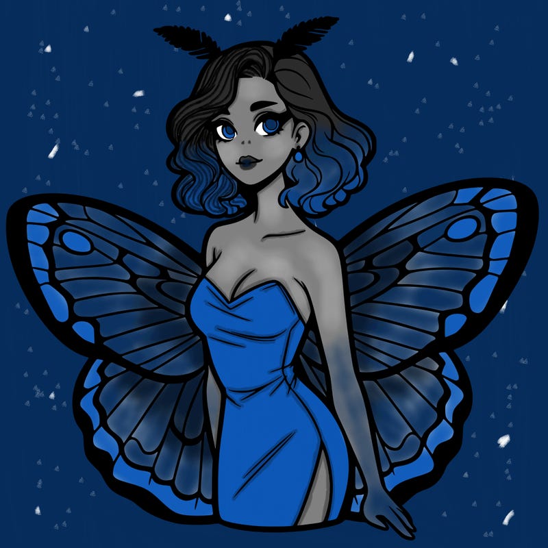 woman with moth wings