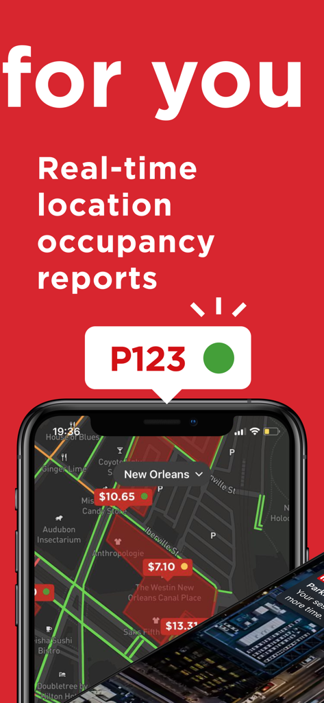 L'interface de l'application Premium Parking affiche en temps réel les taux d'occupation et les tarifs de stationnement sur une carte de la ville.