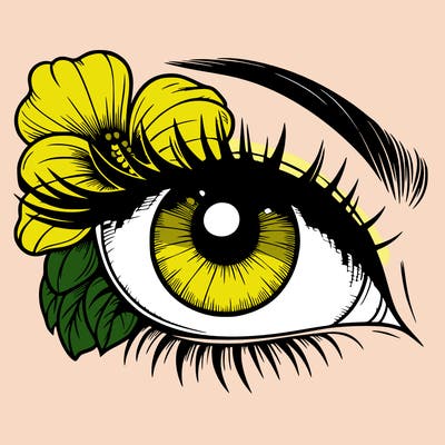 realistic eye with flower