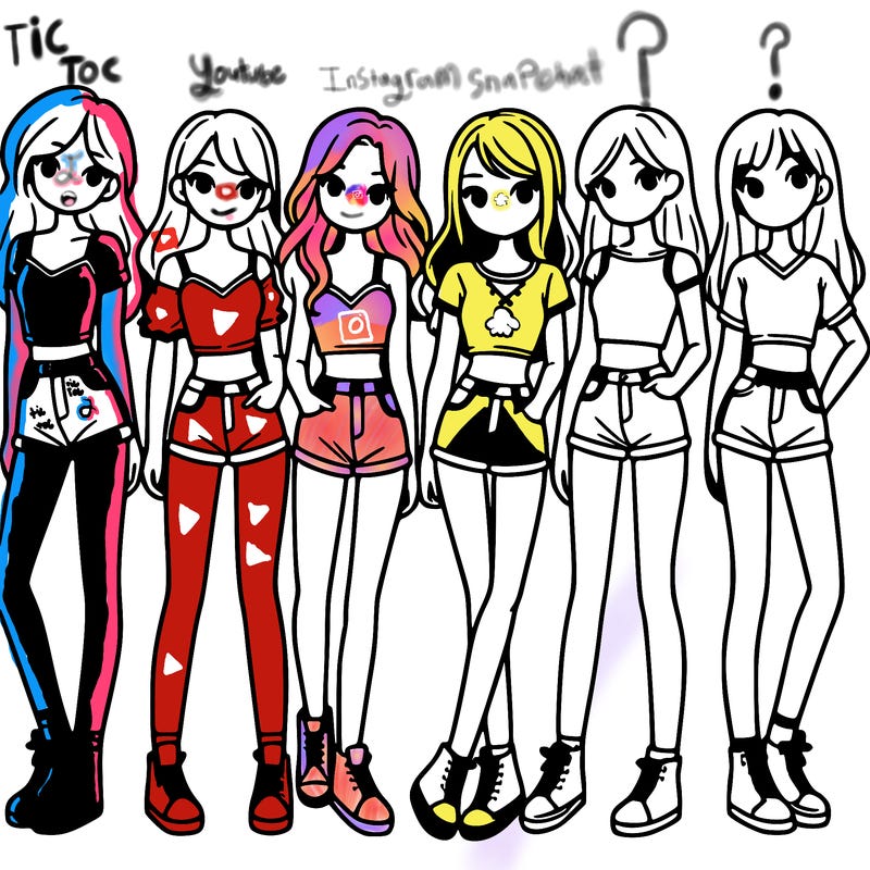 a group of girls wearing crop tops and shorts