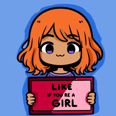 a cute girl holding a sign that says like if you’re a girl