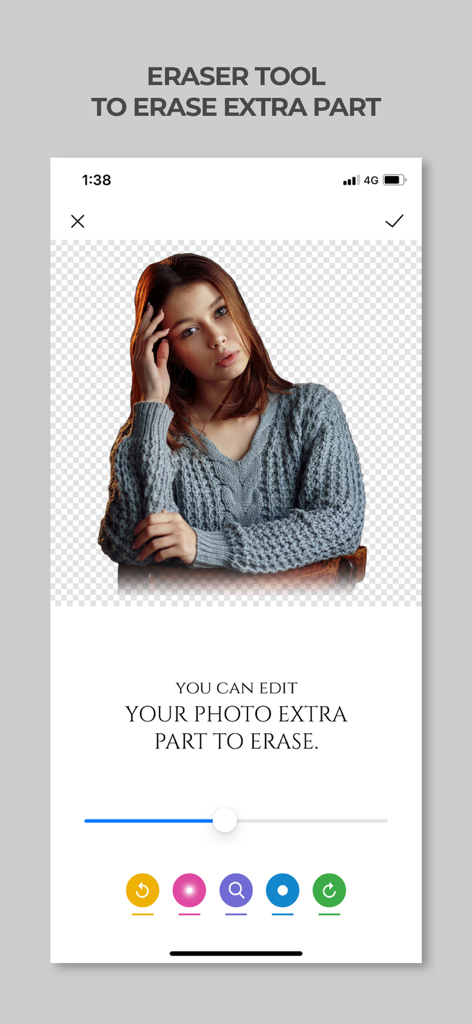 Screenshot of the eraser tool in the Poster Maker app used to remove photo backgrounds