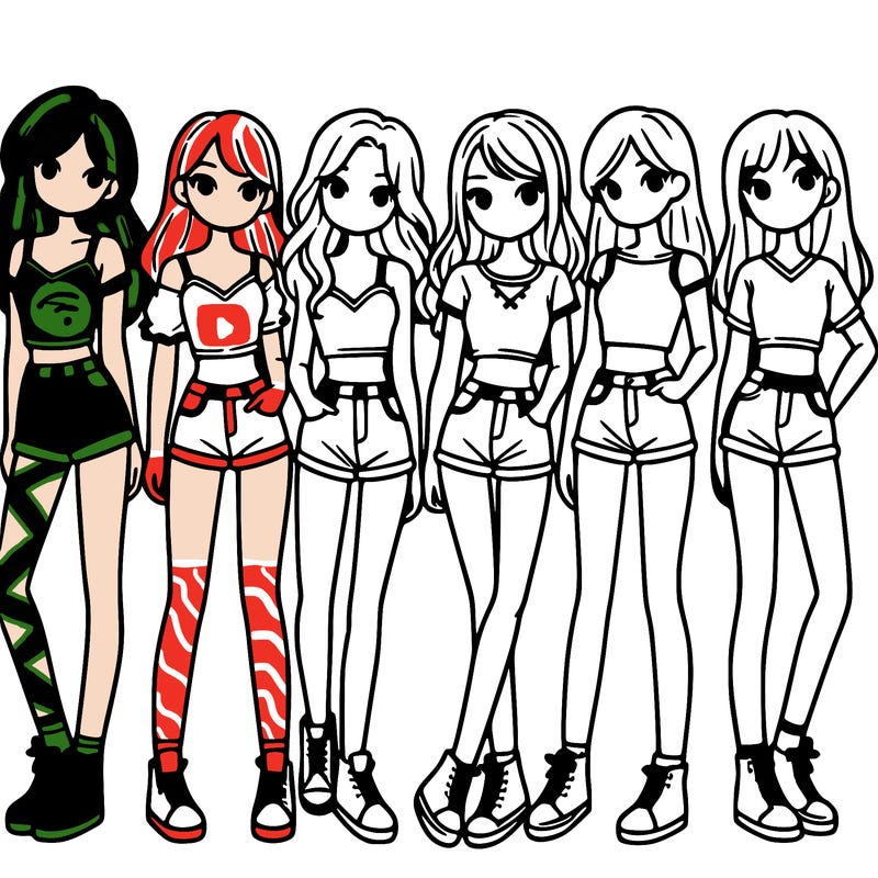 a group of girls wearing crop tops and shorts