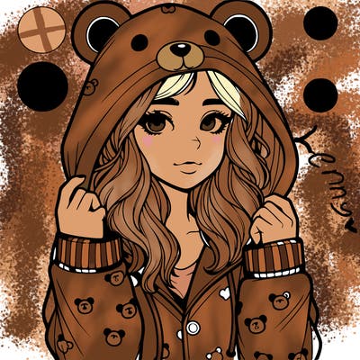 realistic girl in a animal pjs hoodie