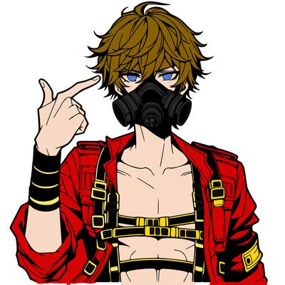 hot anime boy wearing gas mask
