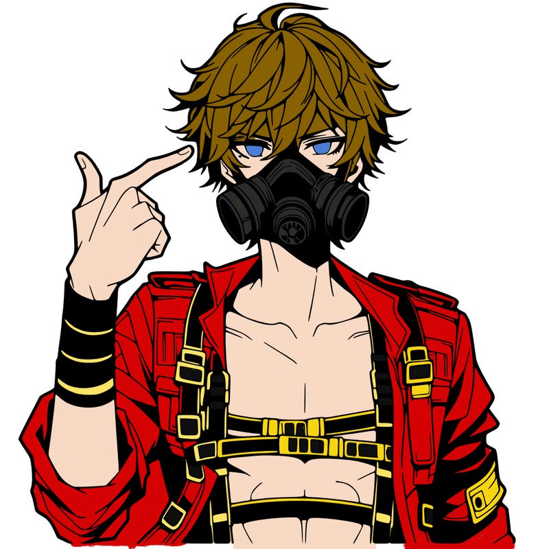 hot anime boy wearing gas mask