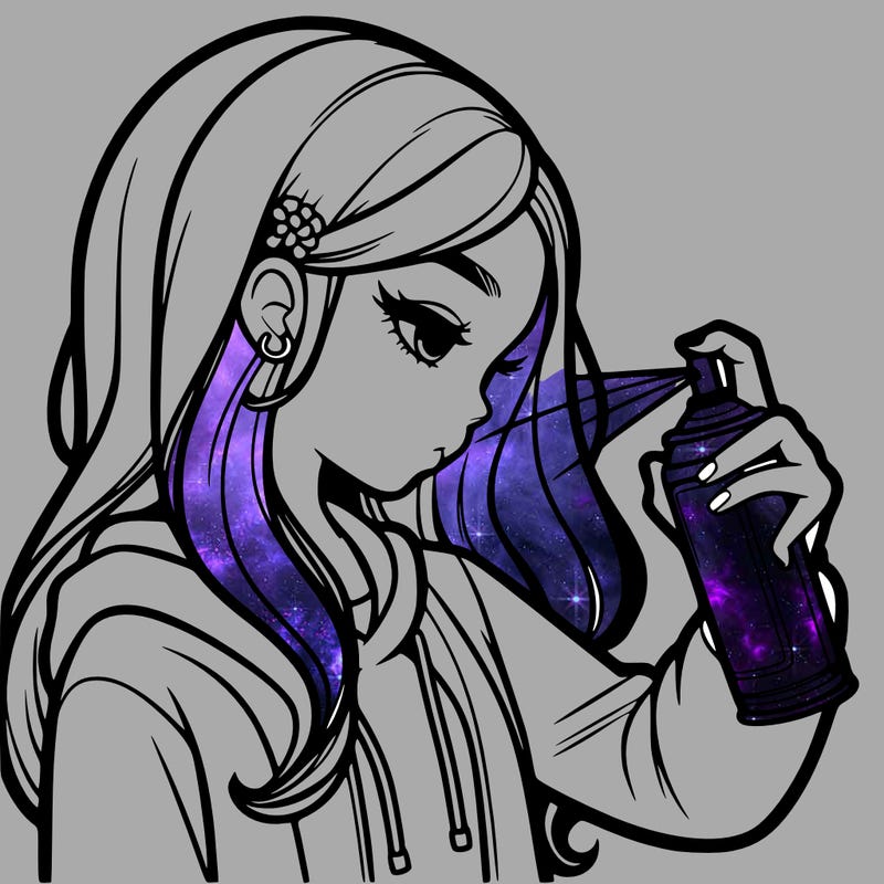 a realistic girl spray painting