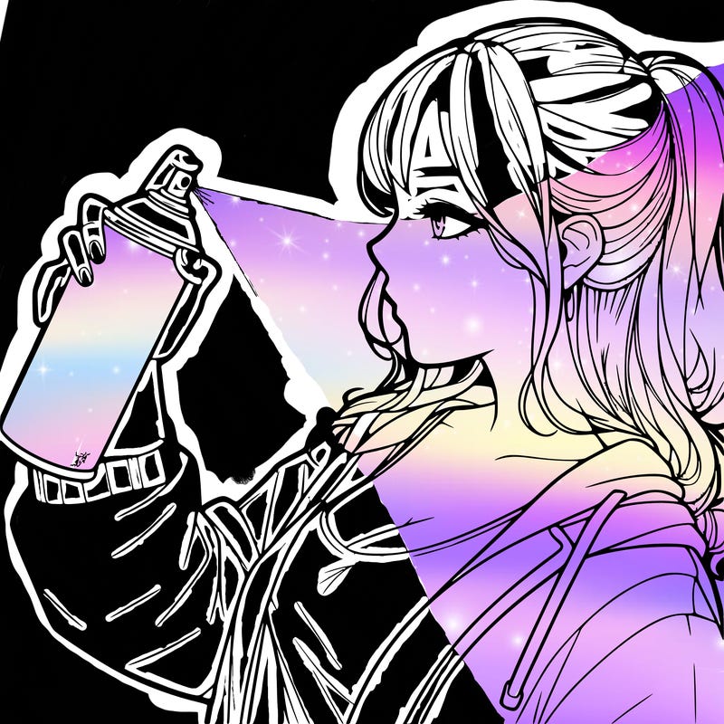 a realistic girl spray, painting