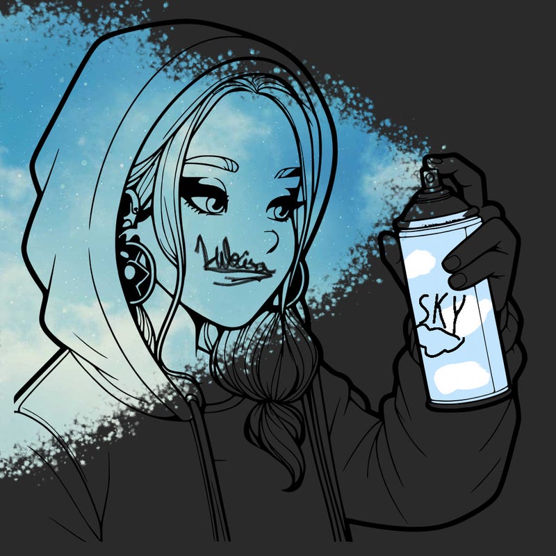 a realistic girl, spray painting