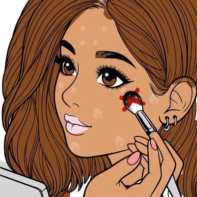 a realistic girl doing her makeup