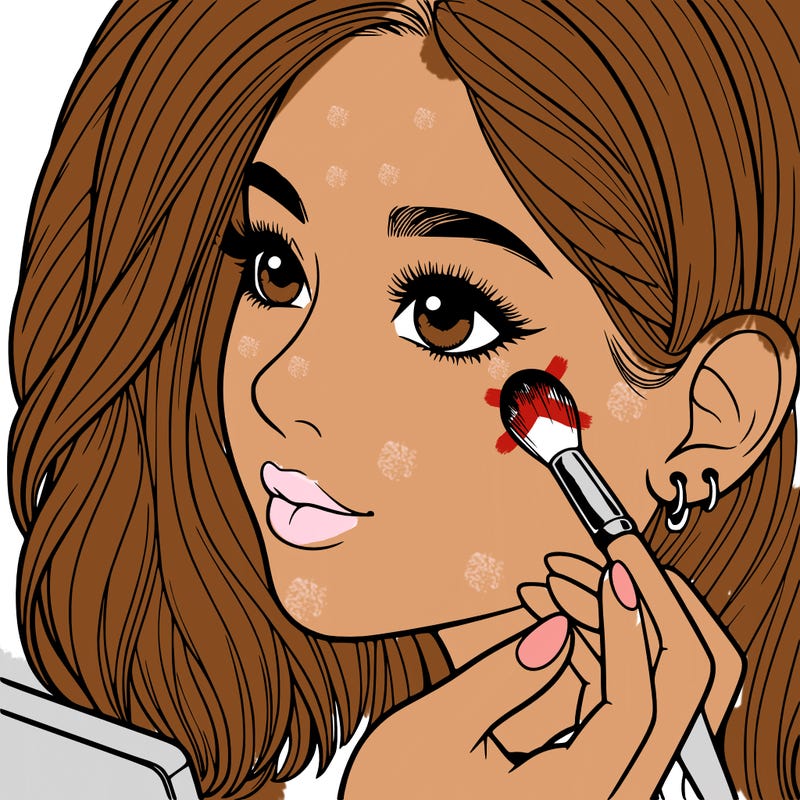 a realistic girl doing her makeup