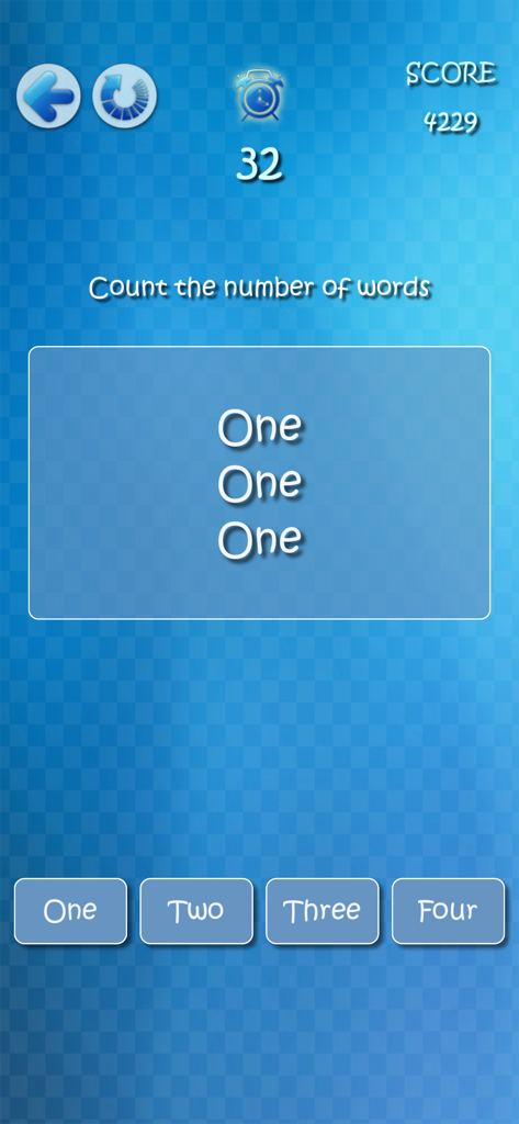 Una captura de pantalla de un ejercicio de conteo de palabras en la aplicación Brain Trainer.