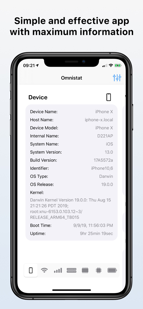 Omnistat 2 - Omnistat 2に表示される詳細なデバイスとシステム情報。