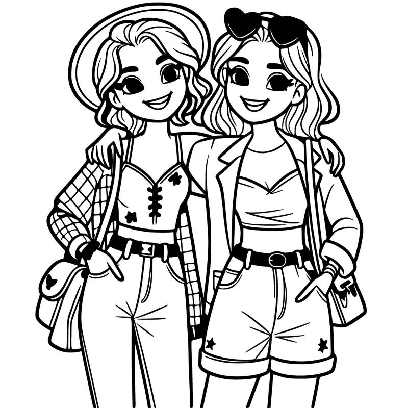 best friends showing off their outifits