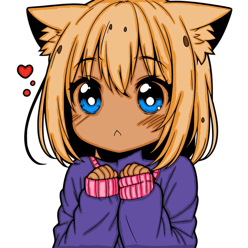 shy anime catgirl