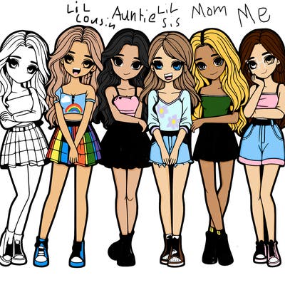 a group of girls realistic