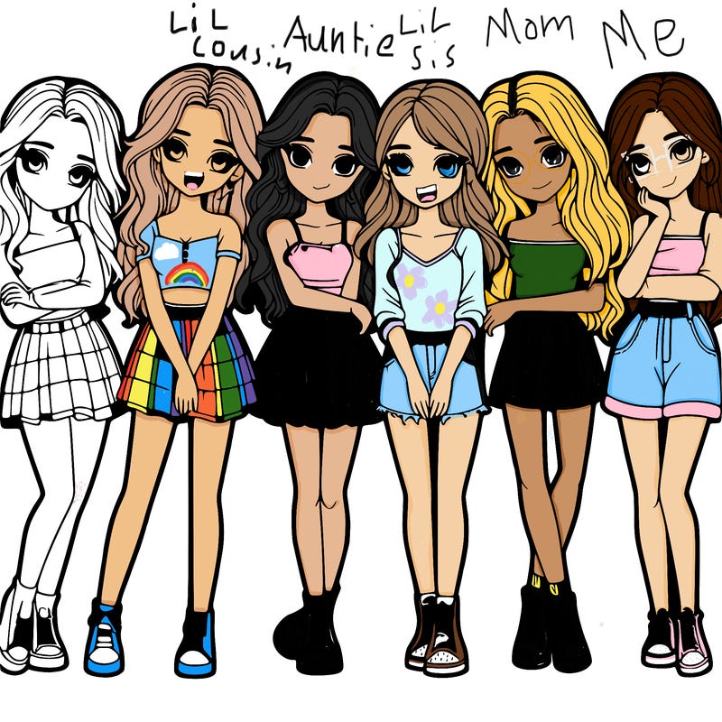 a group of girls realistic