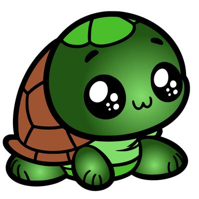 cute little animated turtle