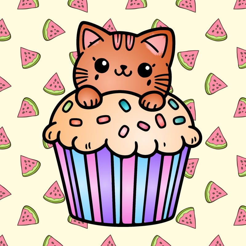 cat in a cupcake