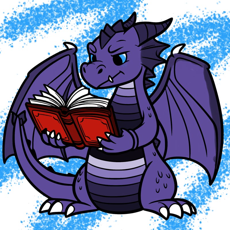 dragon holding a book in it claw