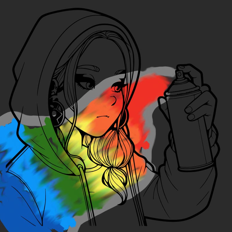 a realistic girl, spray painting