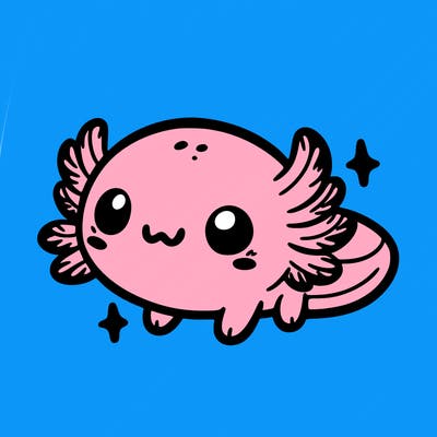 cute easy baby axolotl