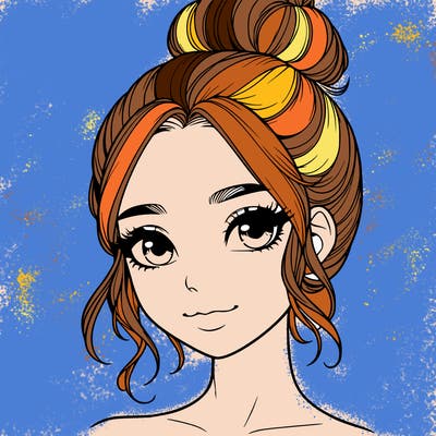 realistic pretty girl with hair in bun