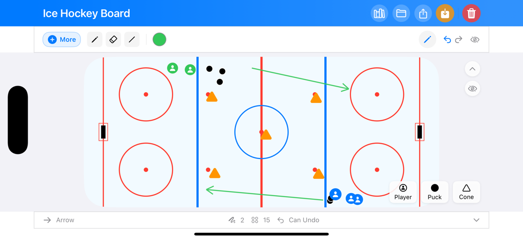 Ice Hockey Board Pro - Digital ice hockey coaching board with tactical drill diagrams