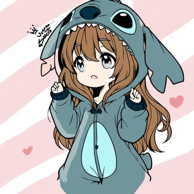 anime girl in a stitch onsie