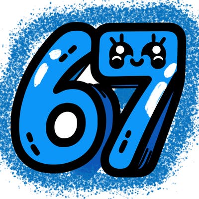 the numbers 67