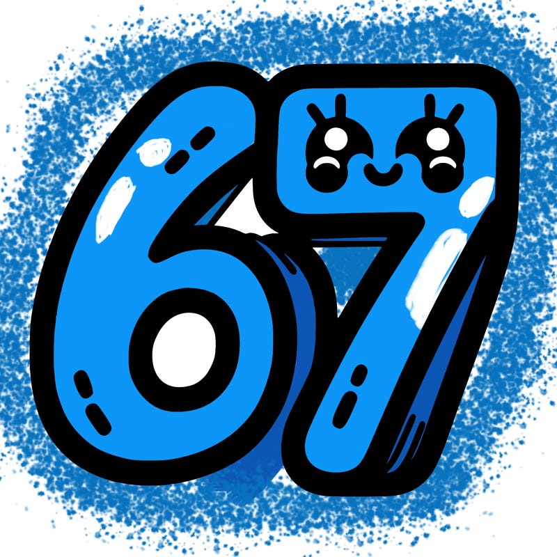 the numbers 67
