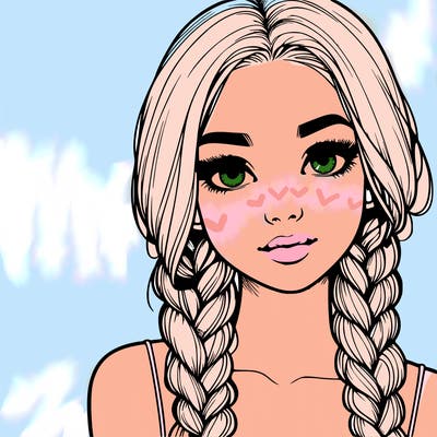 realistic girl with braids