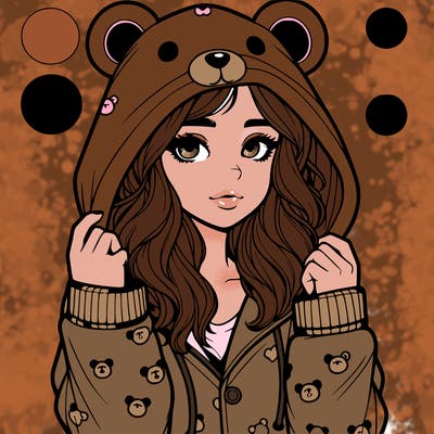 realistic girl in a animal pjs hoodie