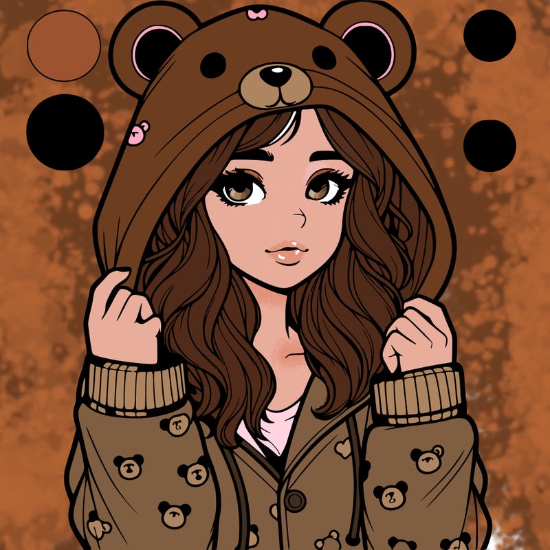 realistic girl in a animal pjs hoodie