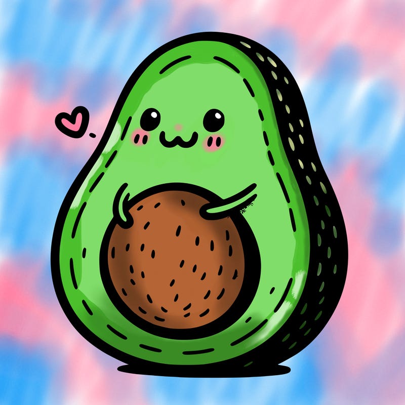 an avocado hugging an avocado