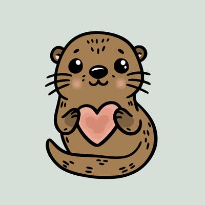 otter with a heart