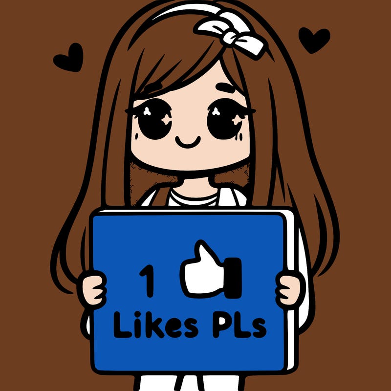 girl holding a sign saying 10 likes pls