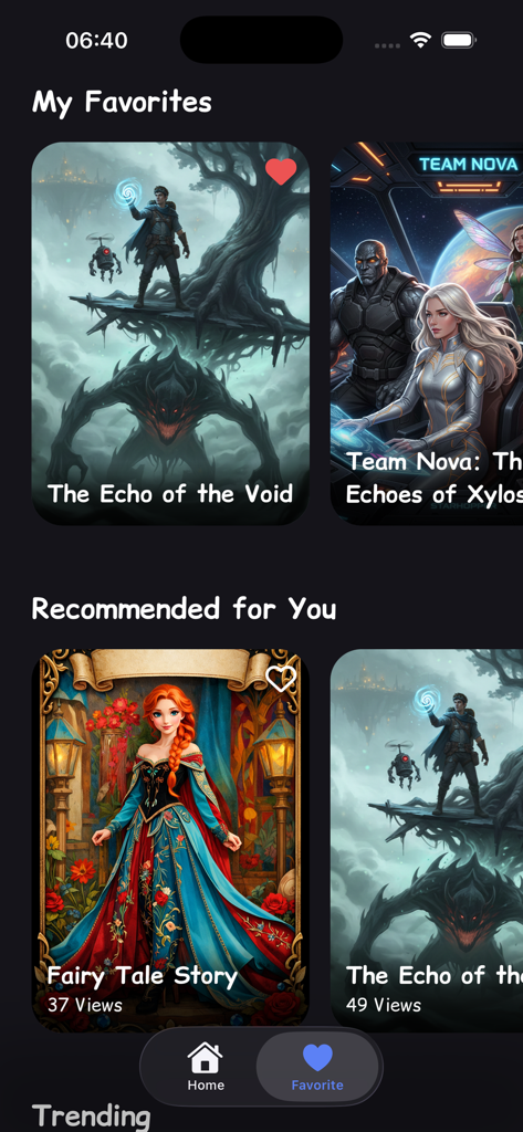 Magic World: Kids Books & Read - 매직 월드 앱 홈 화면에 어린이 이야기와 책 모음이 표시됨