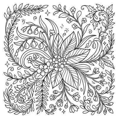 Embrace the vibrant energy of spring with this intricately designed coloring page, featuring a symphony of lush foliage and delicate blossoms. Perfect for nature lovers, this illustration captures the refreshing essence of green fragrances.