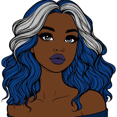 realistic girl with wavy hair and lips